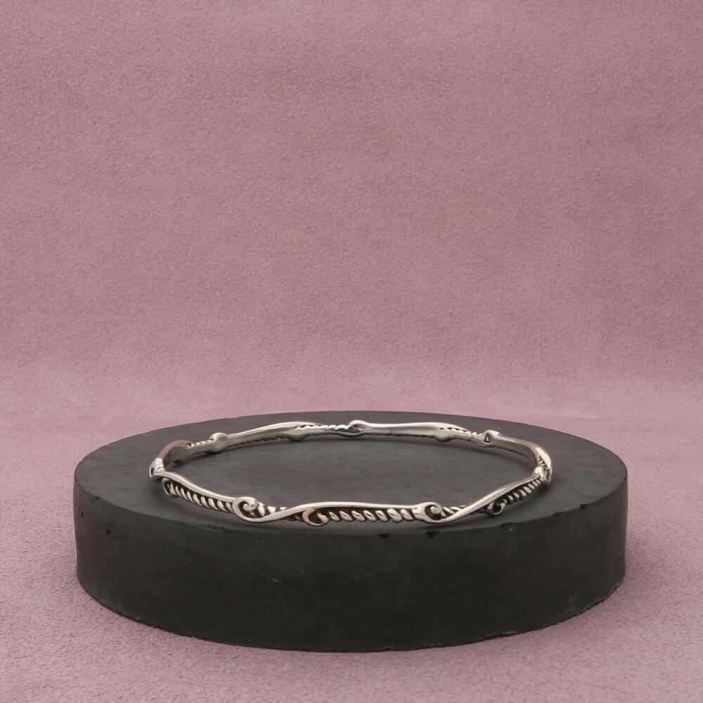 carolyn pollack sterling silver rope scroll stack bangle bracelet size 7.75in